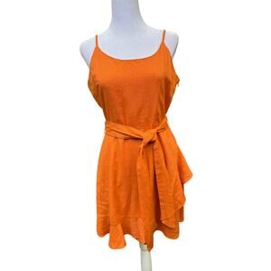 Gilli Orange Flutter Belted mini Dress